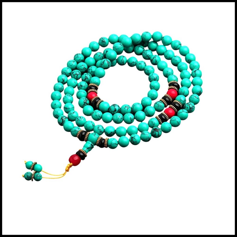 Turquoise Stone Beads Stretch Bracelet Wrap Mala Yoga Meditation Boho